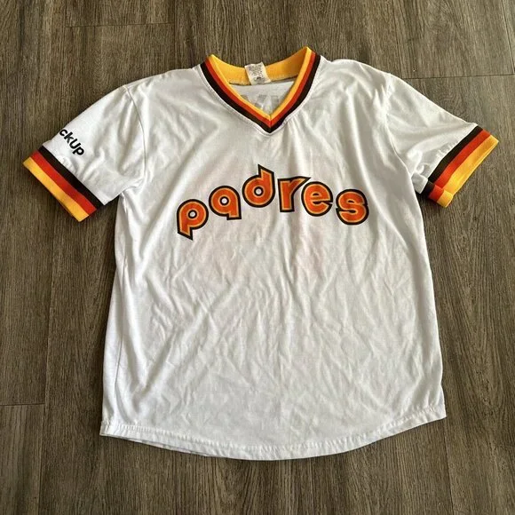 Padres White Short-Sleeve Baseball Jersey with Orange Accents - Picture 1 of 5